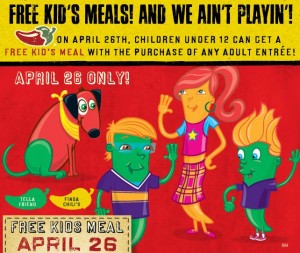 Chili's Free Kid's Meal April 26