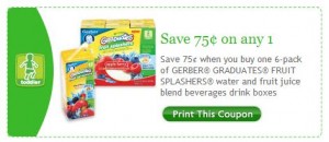 Gerber Graduates Fruit Splashers Printable Facebook Coupon