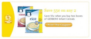 Gerber Infant Cereal Printable Facebook Coupon