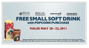 Regal Cinema Free Small Soda w Popcorn Purchase Printable Coupon
