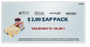 Regal Cinemas $2 Zap Pack Printable Coupon